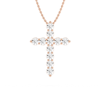 Round LGD Shared Prong Cross Pendant - 18 Inches