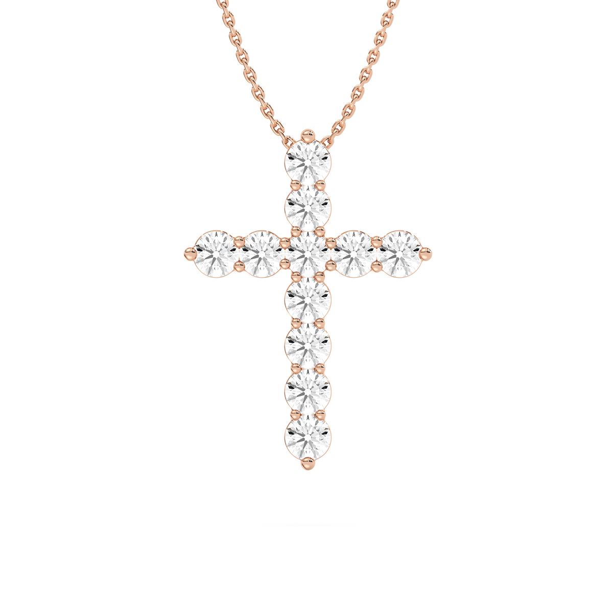 Round LGD Shared Prong Cross Pendant - 18 Inches