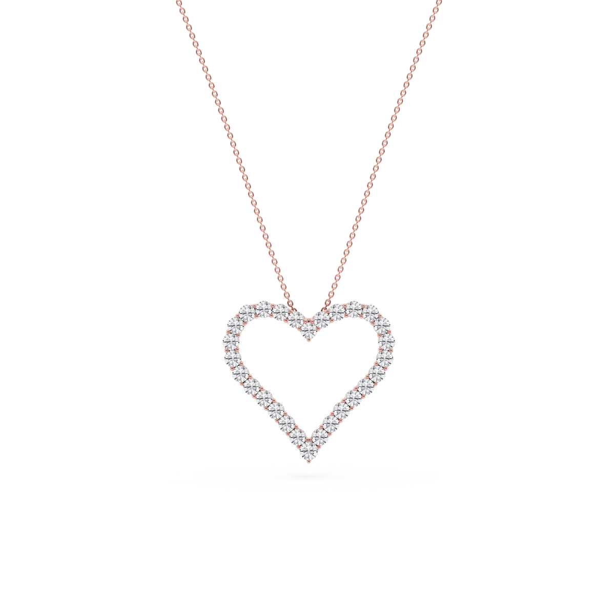 Round LGD Shared Prong Heart Pendant - 16 to 18 Inches