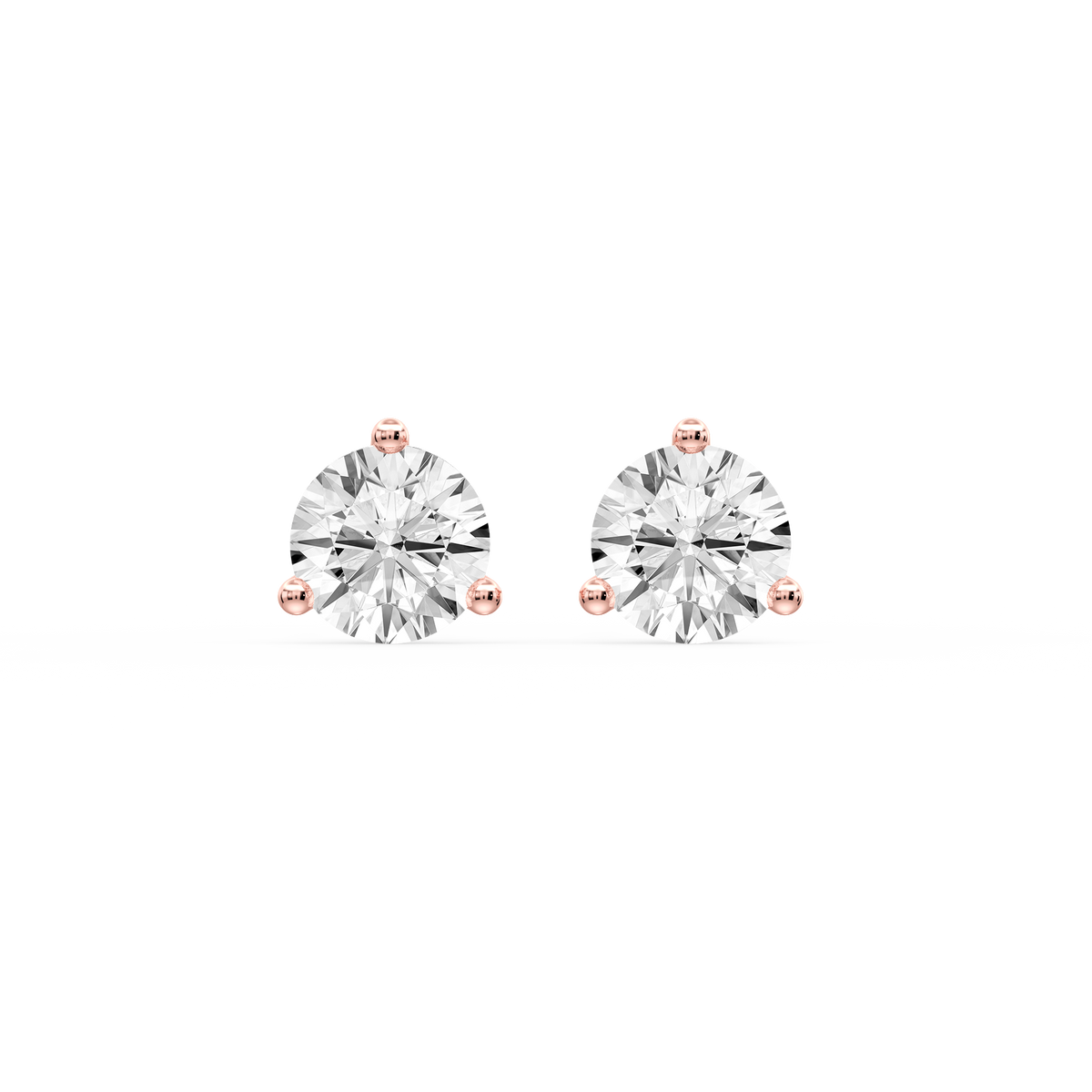 Round LGD Three Prong Guardian Back Certified Stud Earrings