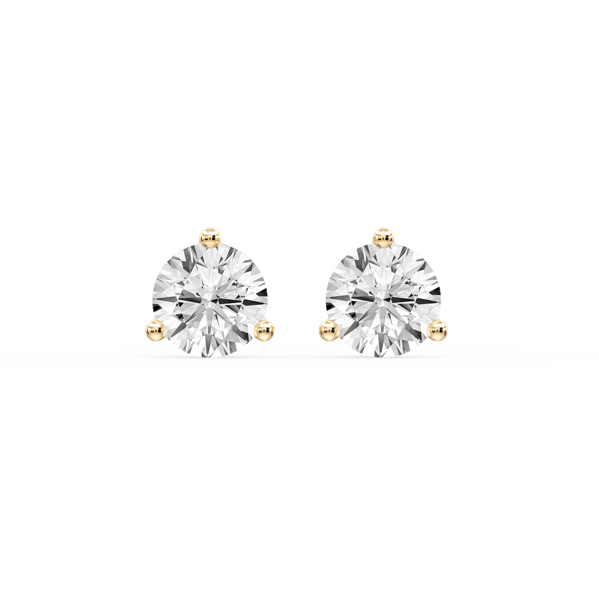 Round LGD Three Prong Guardian Back Certified Stud Earrings