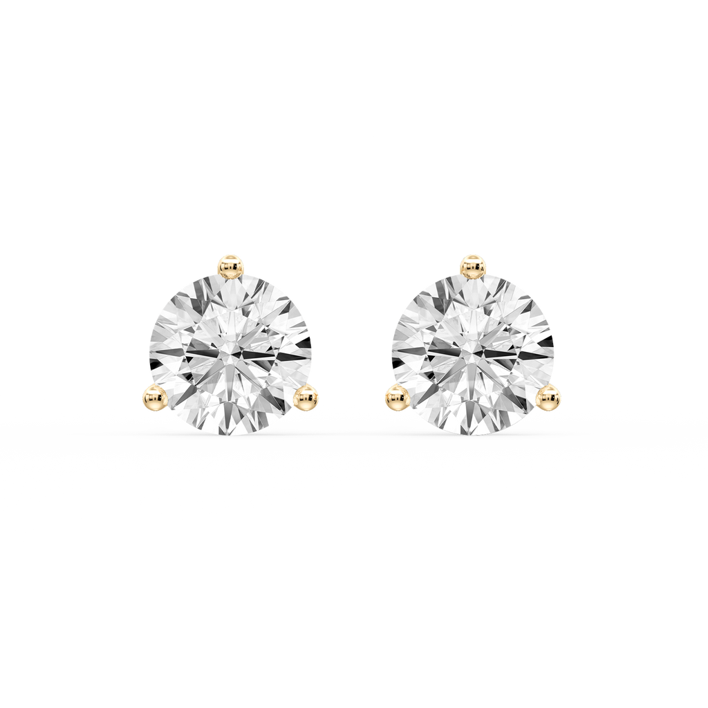 Round LGD Three Prong Guardian Back Certified Stud Earrings
