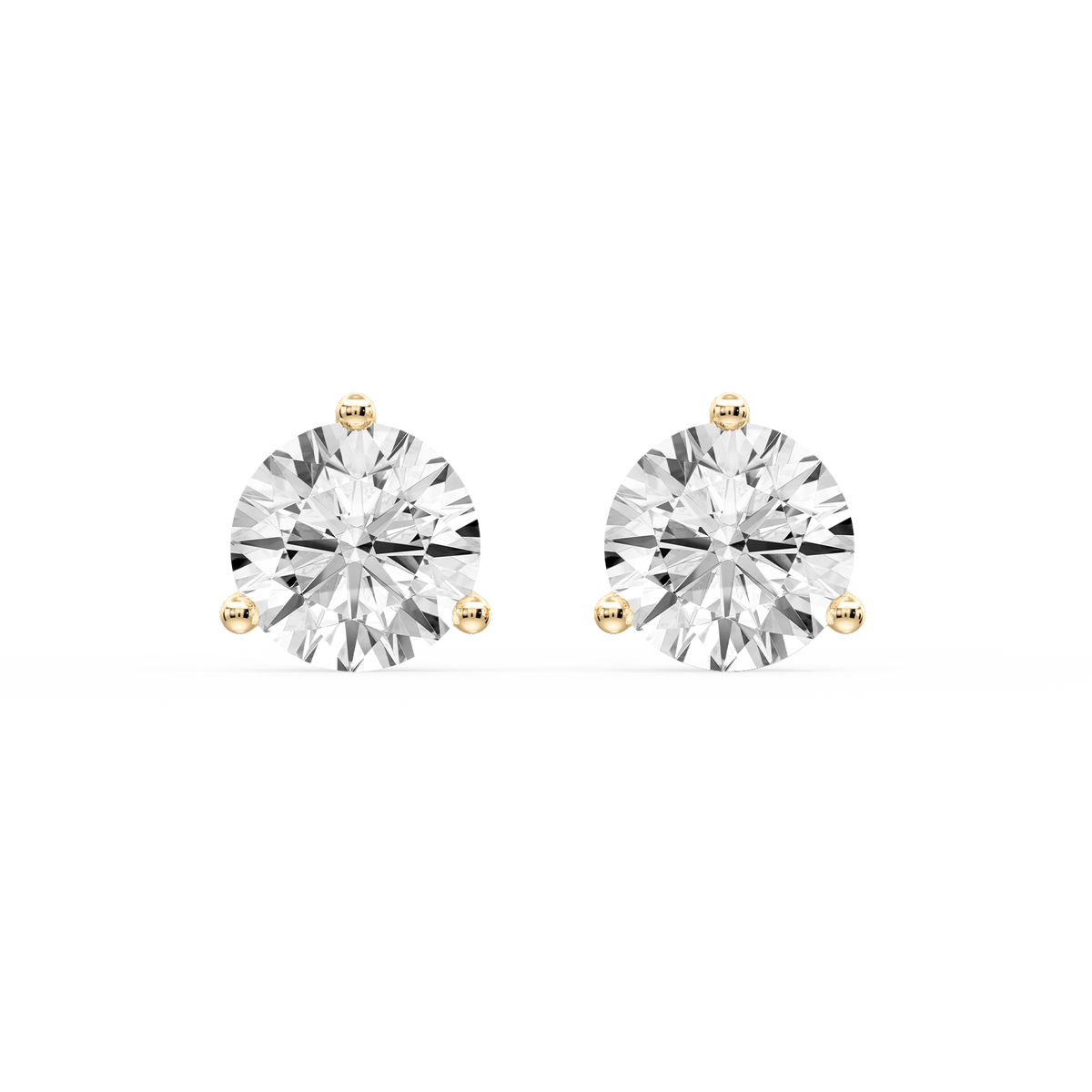 Round LGD Three Prong Guardian Back Certified Stud Earrings