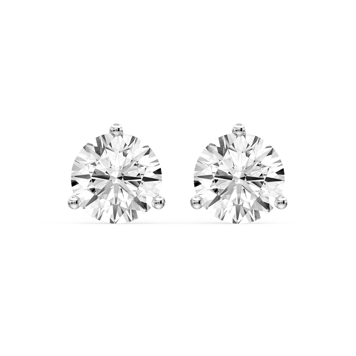 Round LGD Three Prong Guardian Back Certified Stud Earrings