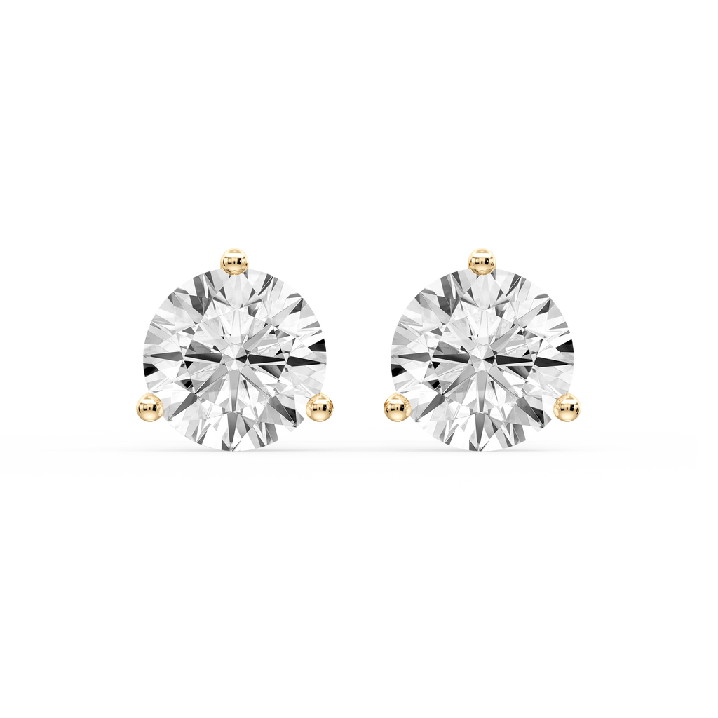 Round LGD Three Prong Guardian Back Certified Stud Earrings
