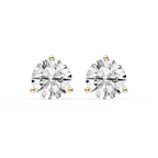 Round LGD Three Prong Guardian Back Certified Stud Earrings