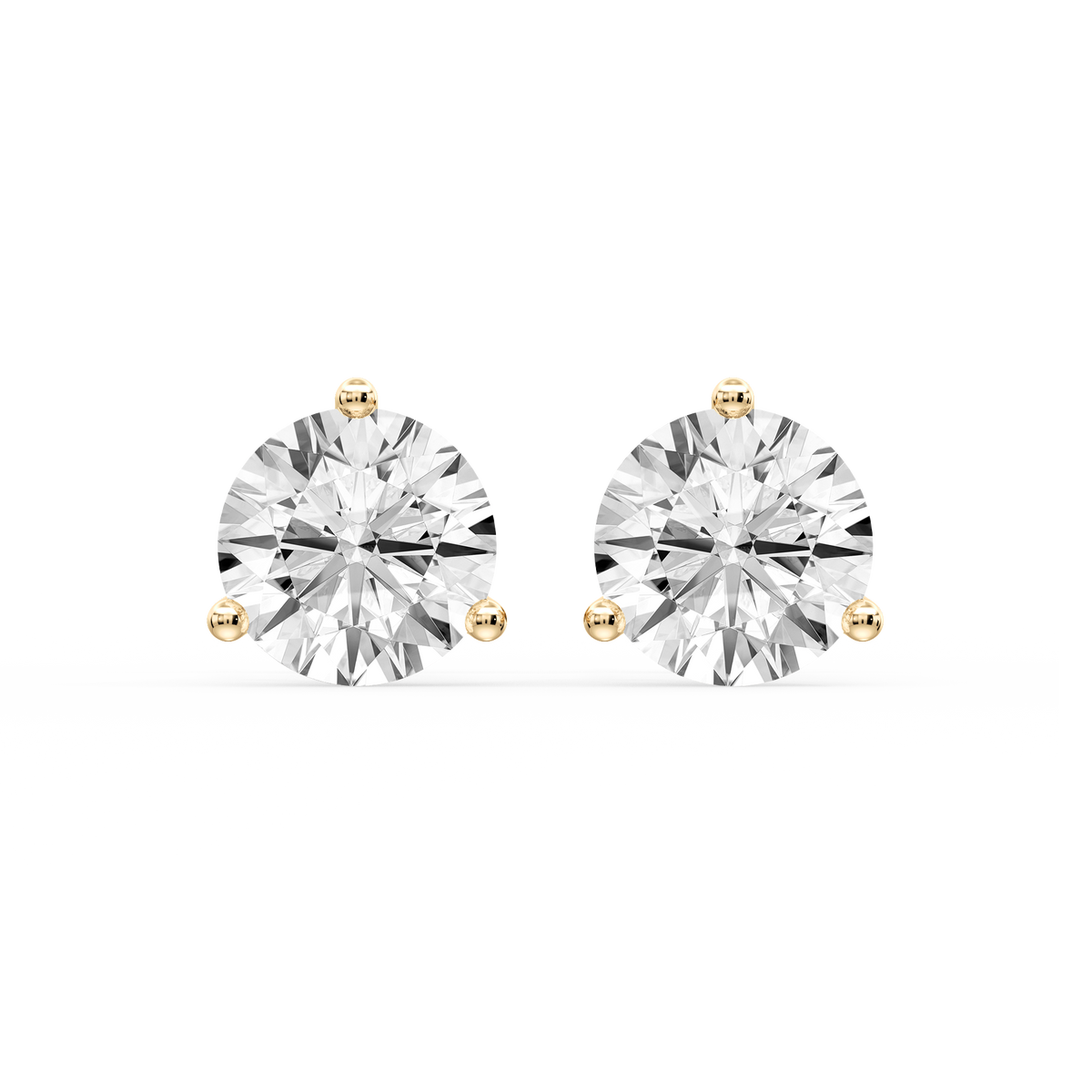 Round LGD Three Prong Guardian Back Certified Stud Earrings