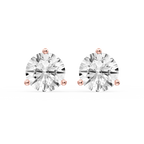 Round LGD Three Prong Guardian Back Certified Stud Earrings