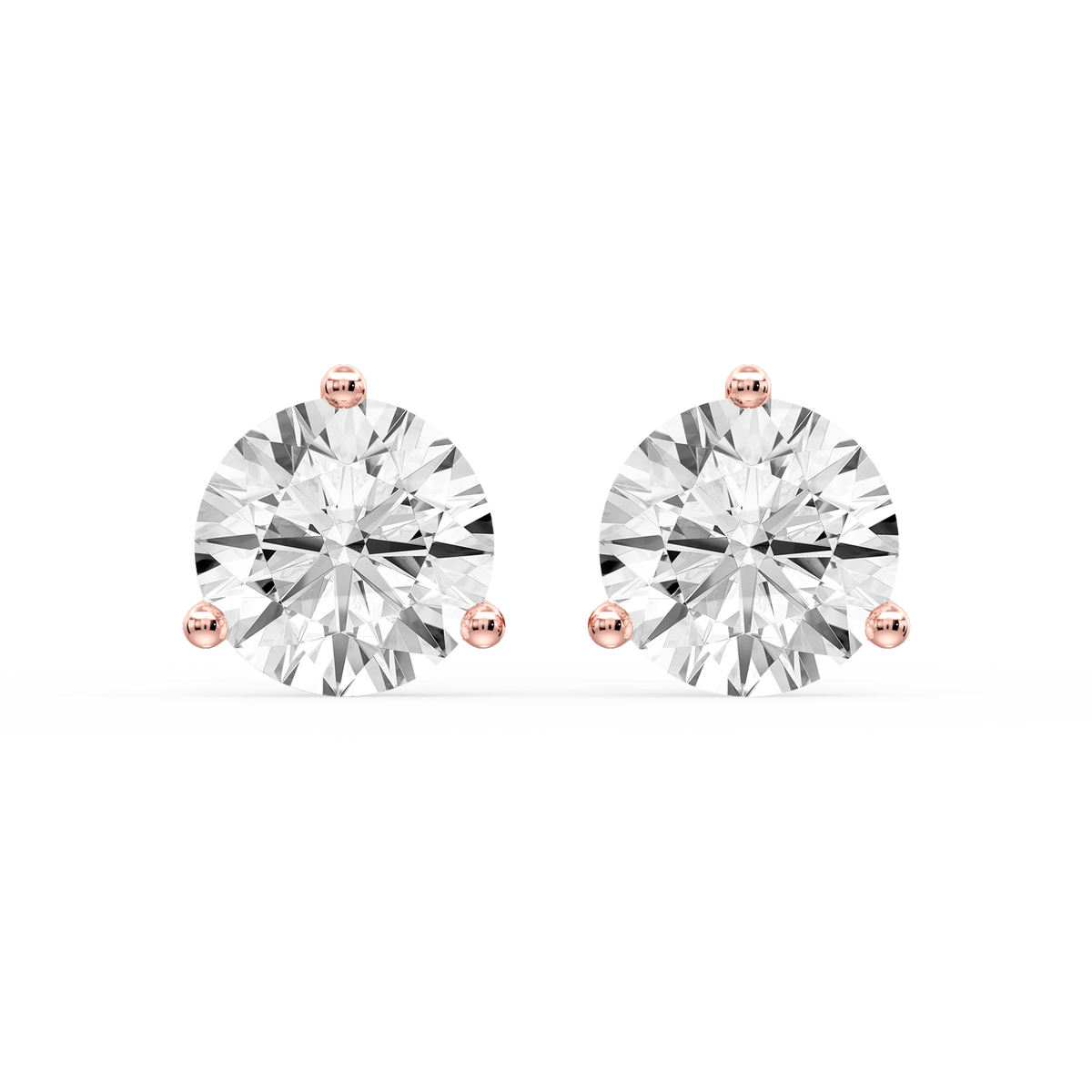 Round LGD Three Prong Guardian Back Certified Stud Earrings