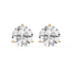 Round LGD Three Prong Guardian Back Certified Stud Earrings