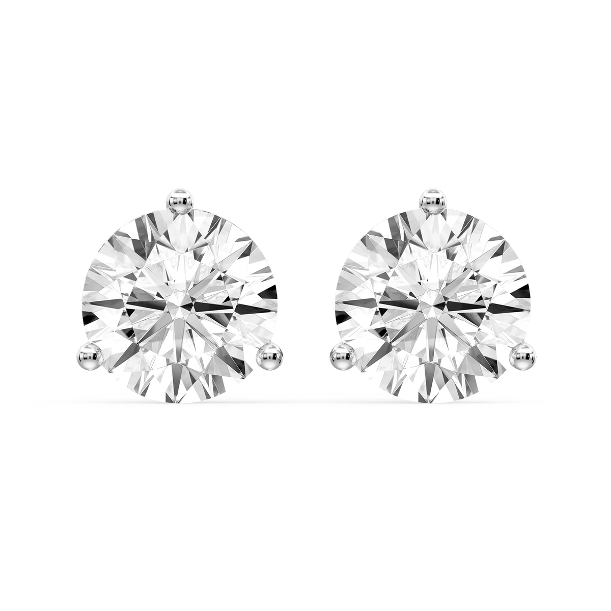 Round LGD Three Prong Guardian Back Certified Stud Earrings