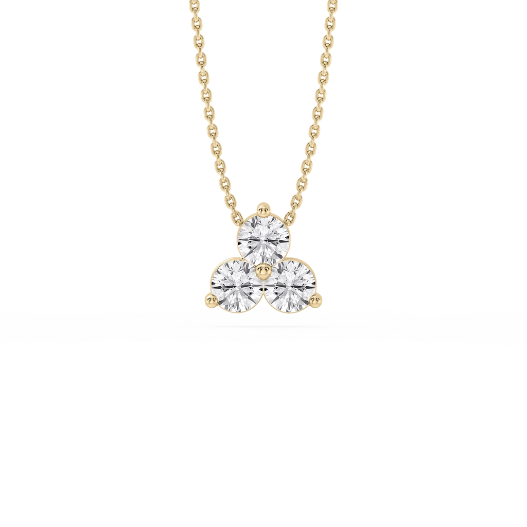 Round LGD Three Stone Cluster Pendant – 18 Inches