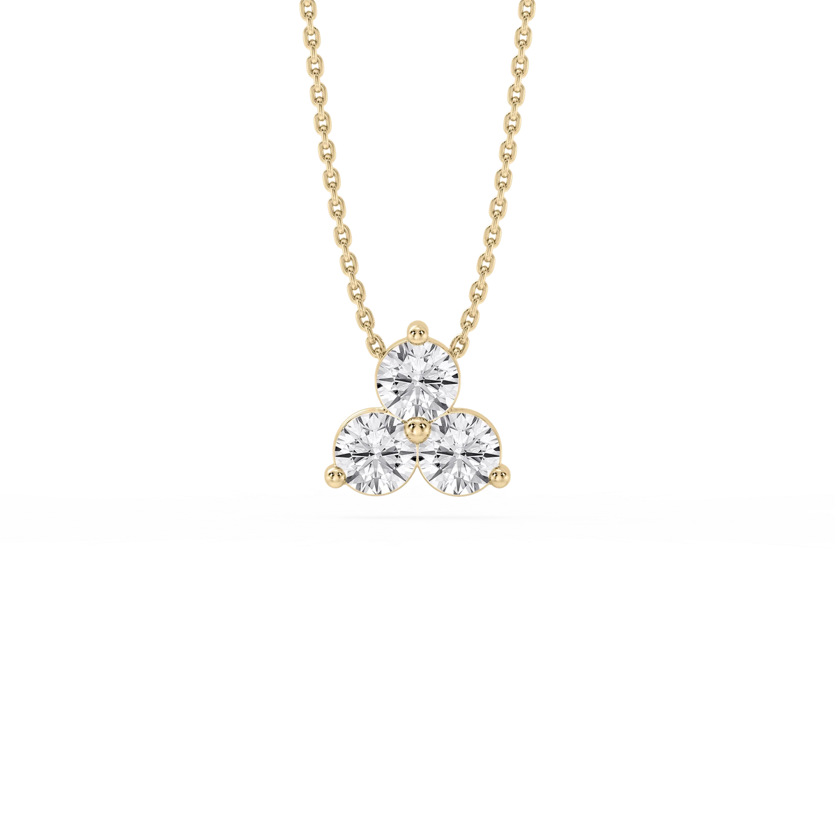 Round LGD Three Stone Cluster Pendant – 18 Inches