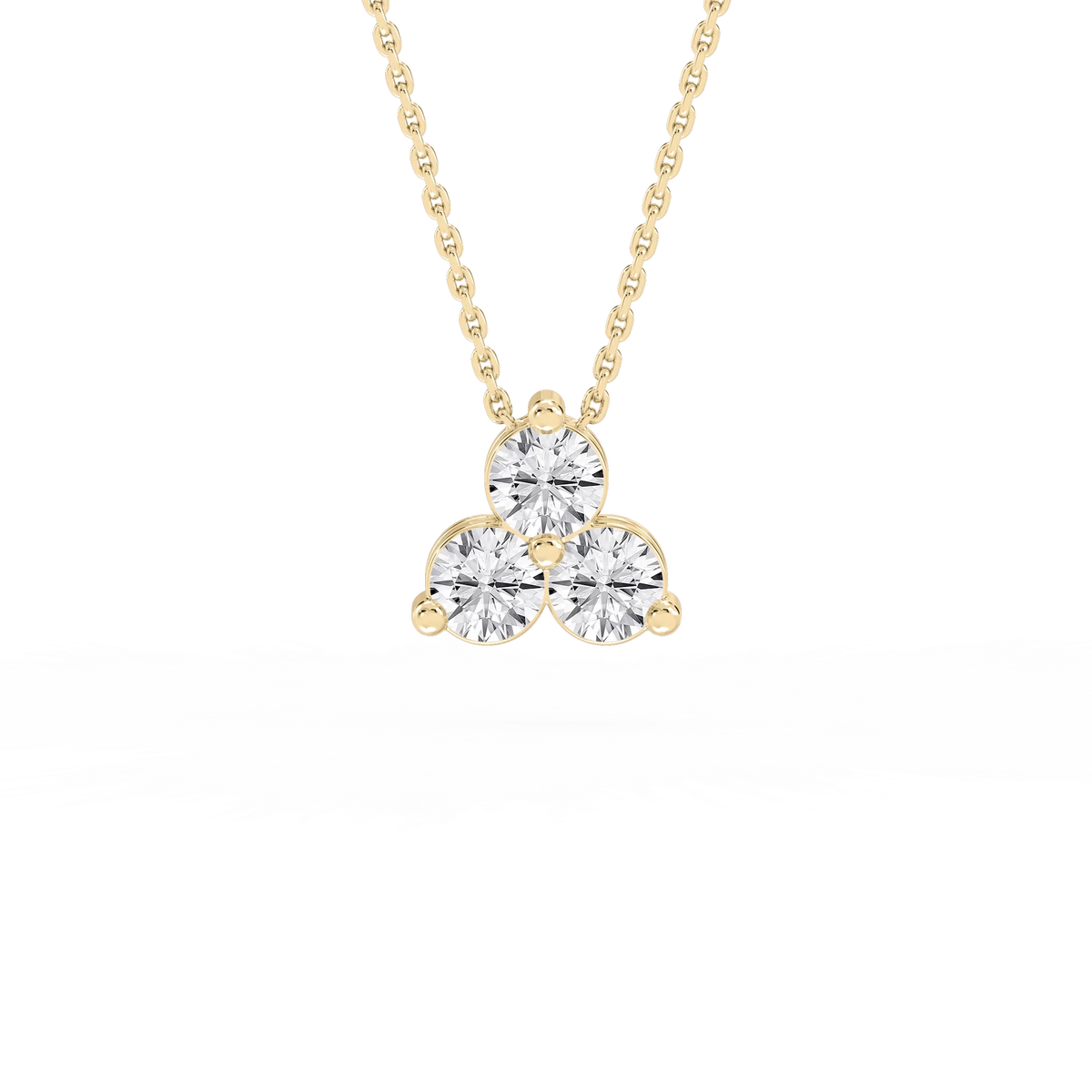 Round LGD Three Stone Cluster Pendant – 18 Inches