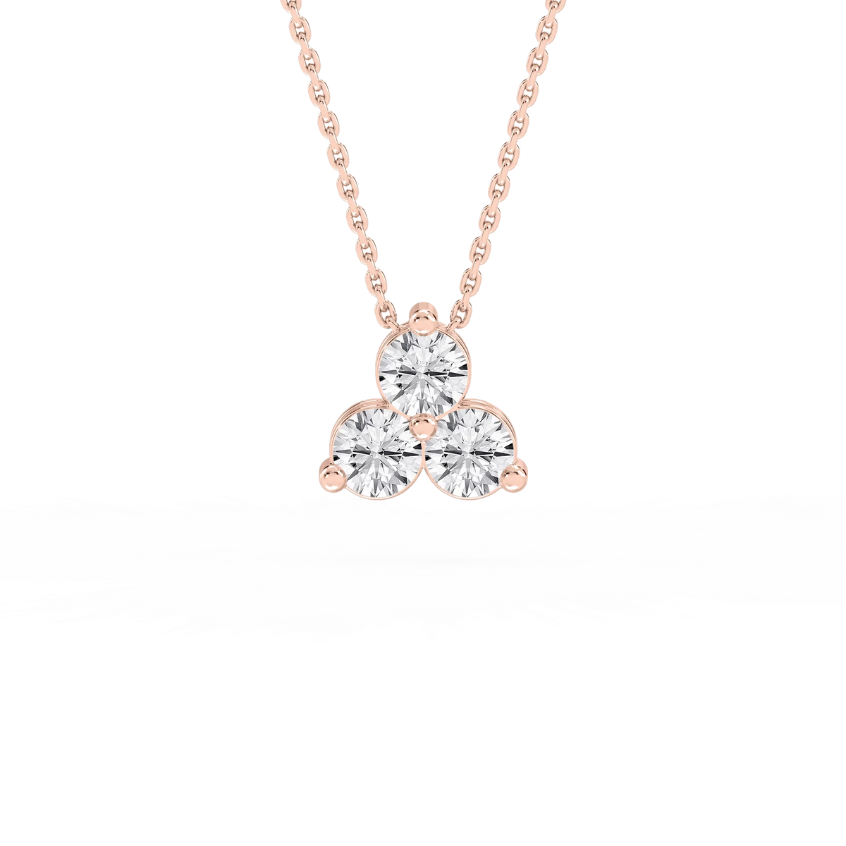 Round LGD Three Stone Cluster Pendant – 18 Inches
