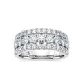 Fatima 1 ½ ctw Round LGD Triple Row Euro Shank Anniversary Band - 14K White Gold