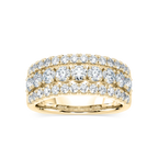 Fatima 1 ½ ctw Round LGD Triple Row Euro Shank Anniversary Band - 14K Yellow Gold