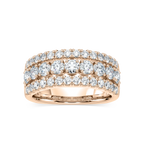 Fatima 1 ½ ctw Round LGD Triple Row Euro Shank Anniversary Band - 14K Rose Gold