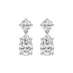 2 ⁵⁄₈ ctw Pear and Round LGD Drop Earrings - 14K White Gold / F-VS2