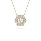 1 ¾ ctw Round LGD Hexagon Halo Pendant - 18 Inches