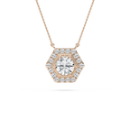 1 ¾ ctw Round LGD Hexagon Halo Pendant - 18 Inches