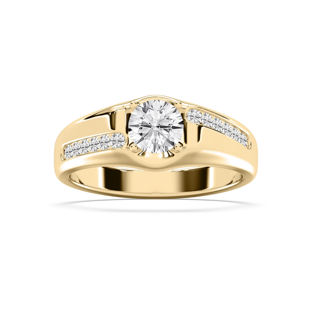 William 1 ⅓ ctw Round LGD 7.42mm Bezel Mens Wedding Band - 14K Yellow Gold