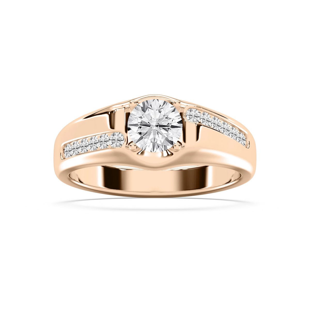 William 1 ⅓ ctw Round LGD 7.42mm Bezel Mens Wedding Band - 14K Rose Gold