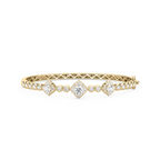 2 ¹⁄₃ ctw Round LGD Flower Station Bangle Bracelet - 7.5 Inches