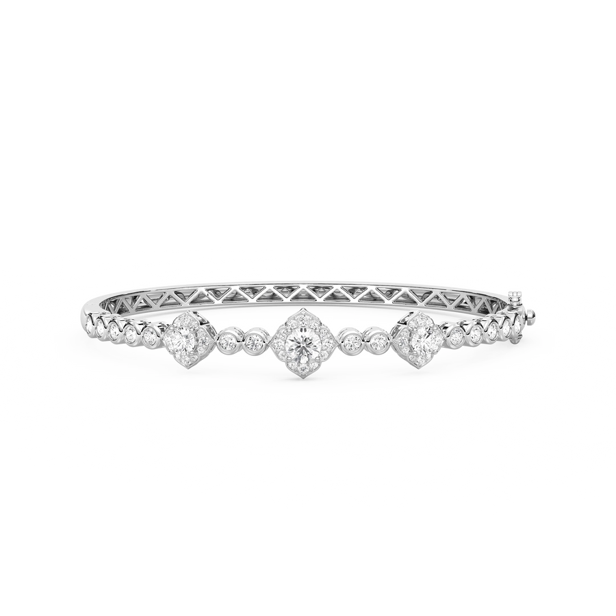 2 ¹⁄₃ ctw Round LGD Flower Station Bangle Bracelet - 7.5 Inches