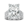 Sandra 17 ¾ ctw Radiant LGD Triple Row Side Stone Engagement Ring - Signature Collection - 14K White Gold