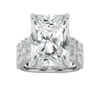 Sandra 17 ¾ ctw Radiant LGD Triple Row Side Stone Engagement Ring - Signature Collection - 14K White Gold