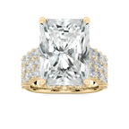 Sandra 17 ¾ ctw Radiant LGD Triple Row Side Stone Engagement Ring - Signature Collection - 14K Yellow Gold