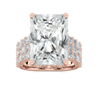 Sandra 17 ¾ ctw Radiant LGD Triple Row Side Stone Engagement Ring - Signature Collection - 14K Rose Gold