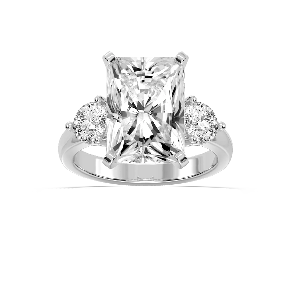Savannah Radiant LGD Round Sides Three Stone Engagement Ring