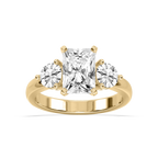Savannah Radiant LGD Round Sides Three Stone Engagement Ring