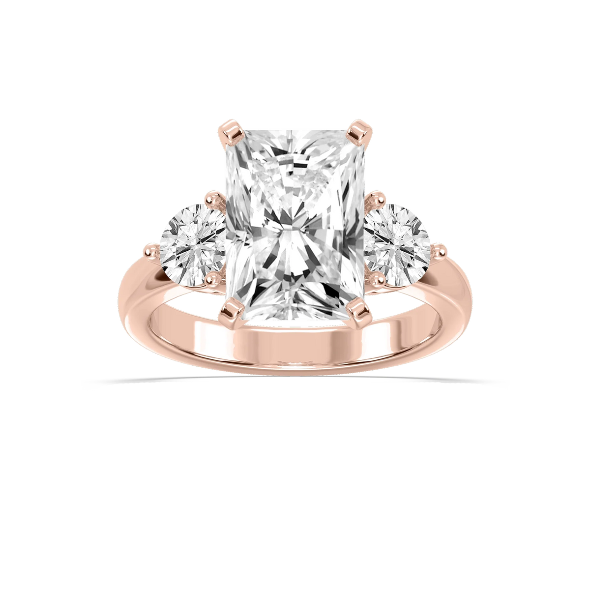 Savannah Radiant LGD Round Sides Three Stone Engagement Ring