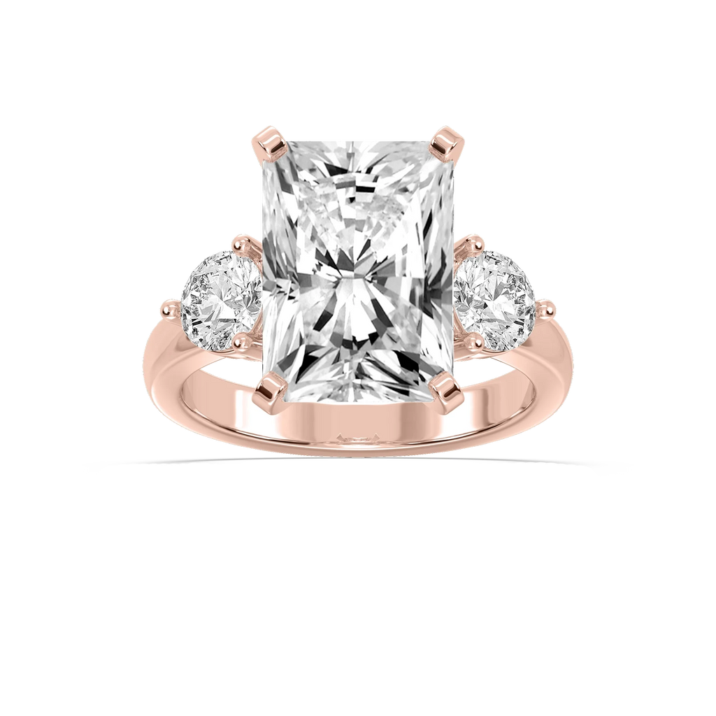 Savannah Radiant LGD Round Sides Three Stone Engagement Ring