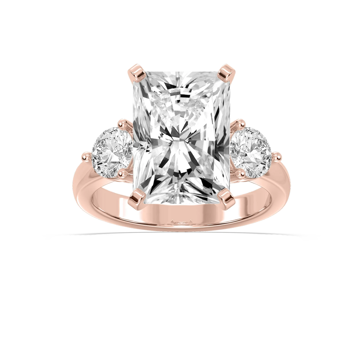 Savannah Radiant LGD Round Sides Three Stone Engagement Ring