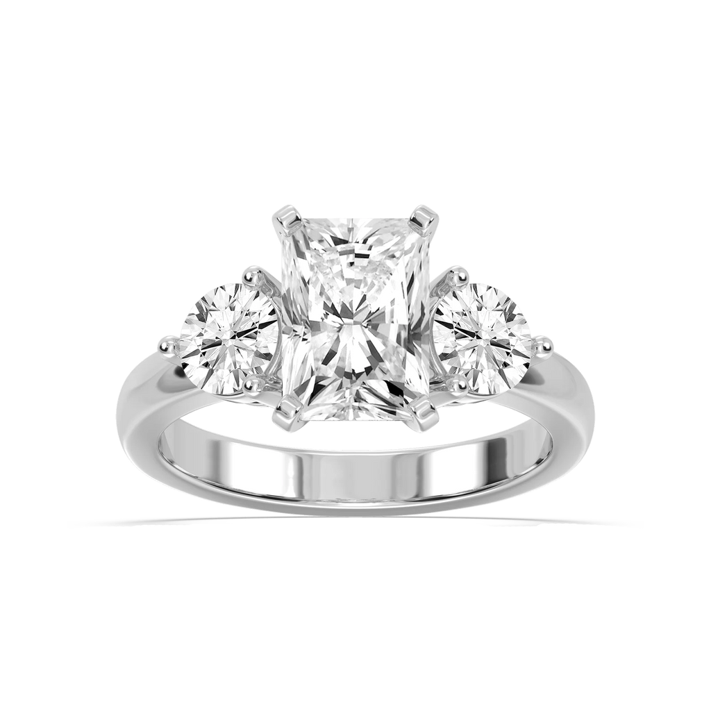 Savannah Radiant LGD Round Sides Three Stone Engagement Ring