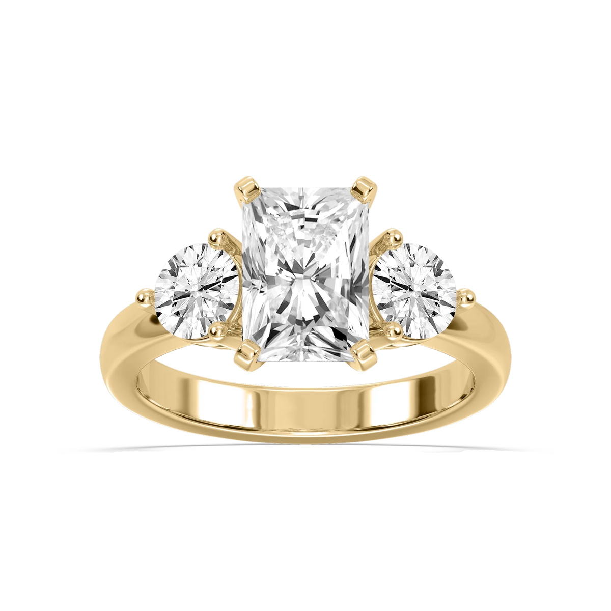Savannah Radiant LGD Round Sides Three Stone Engagement Ring