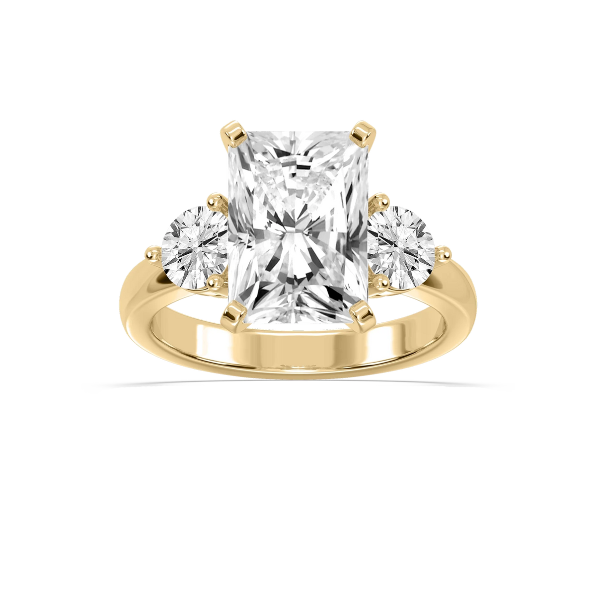 Savannah Radiant LGD Round Sides Three Stone Engagement Ring