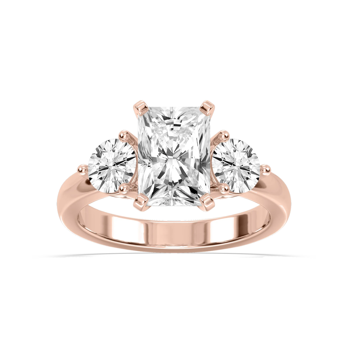 Savannah Radiant LGD Round Sides Three Stone Engagement Ring