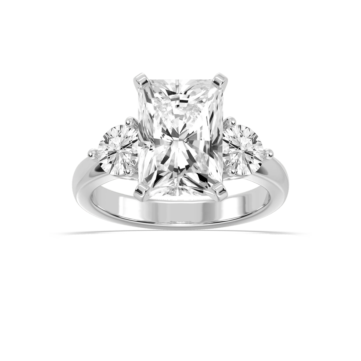 Savannah Radiant LGD Round Sides Three Stone Engagement Ring