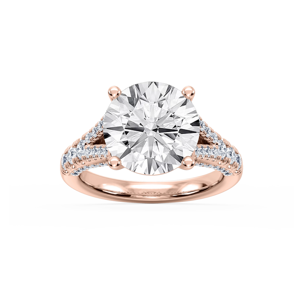 Scarlett 7 ³⁄₄ ctw Round LGD Split Shank Side Stone Engagement Ring - Signature Collection - 18K Rose Gold