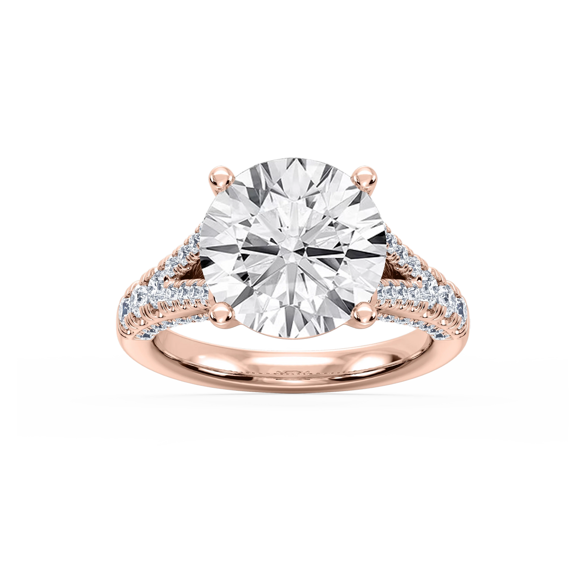Scarlett 7 ³⁄₄ ctw Round LGD Split Shank Side Stone Engagement Ring - Signature Collection - 18K Rose Gold