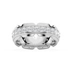 Zayn 1 ⅕ ctw Round LGD 7.50mm Grooved Channel Mens Wedding Band - 14K White Gold
