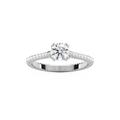 Selah 7/8 ctw Round LGD Petite Textured Side Stone Promise Ring - 14K White Gold