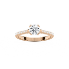 Selah 7/8 ctw Round LGD Petite Textured Side Stone Promise Ring - 14K Rose Gold