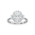 Luna 3 ½ ctw Oval LGD Double Claw Prong Three Stone Engagement Ring - 14K White Gold