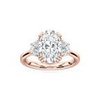 Luna 3 ½ ctw Oval LGD Double Claw Prong Three Stone Engagement Ring - 14K Rose Gold